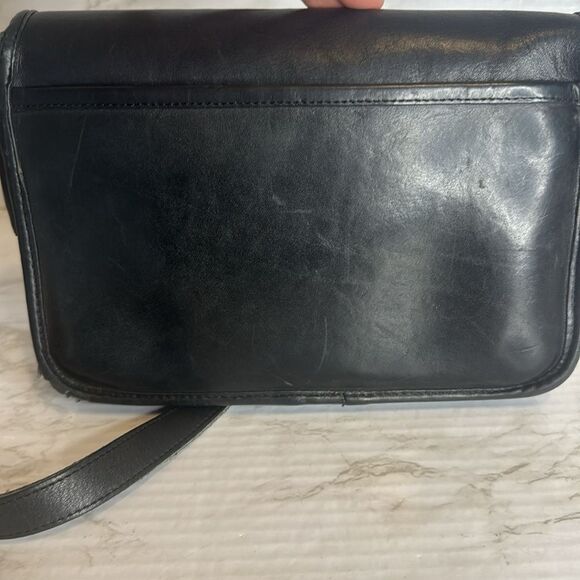 Coach Vintage 90's Black Cowhide Leather Shoulder Purse Front Flap Turnlock - Picture 8 of 14